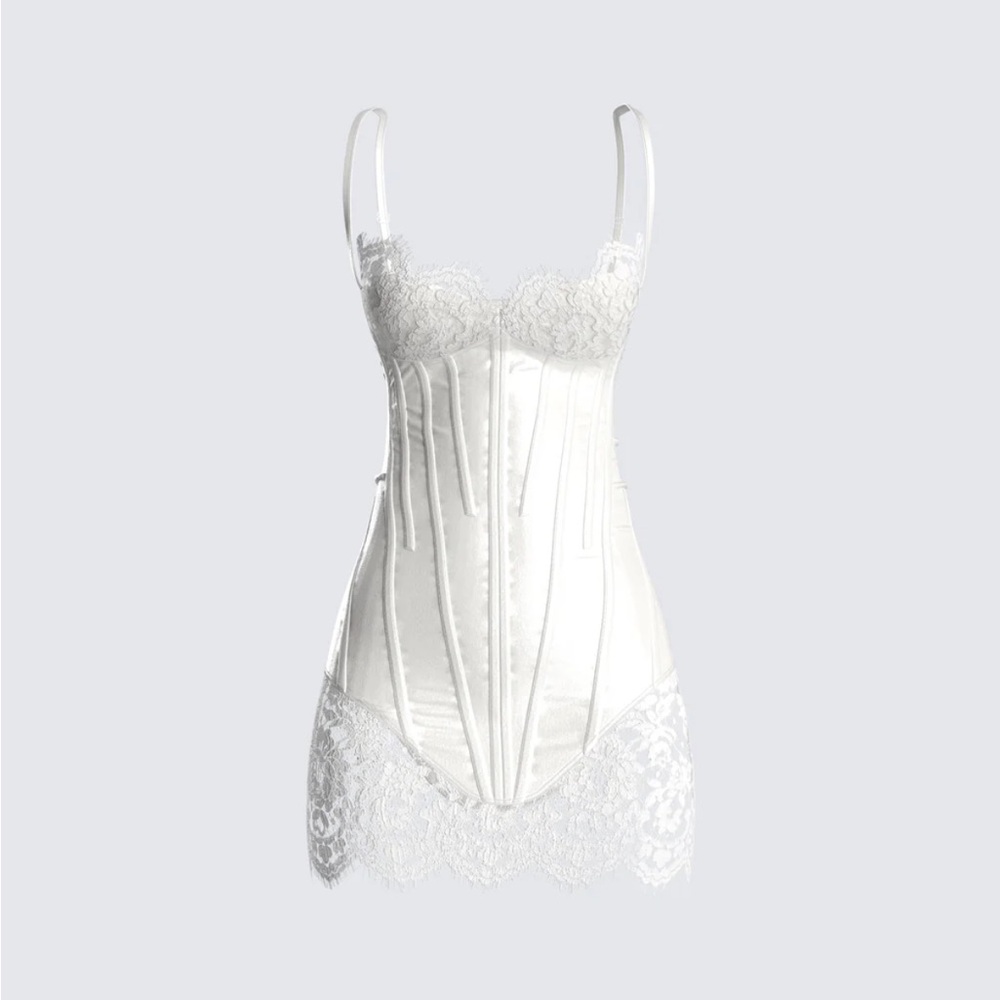 White silk and lace Finesse dress in XS